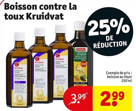 boisson contre la toux kruidvat 25% de réduction