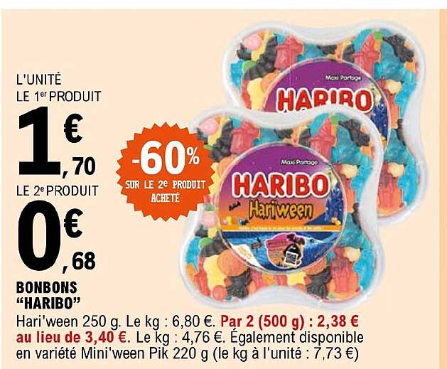 Bonbons "haribo" -60% Sur Le 2e Produit Acheté
