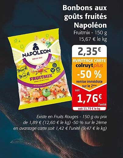 bonbons aux goûts fruités napoléon