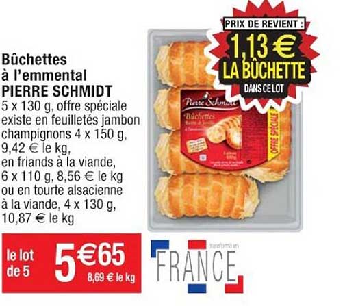 bûchettes à l'emmental pierre schmidt