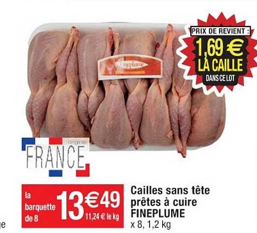 cailles sans têtes à cuire fineplume