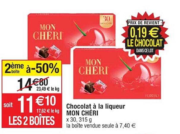 chocolat à la liqueur mon chéri