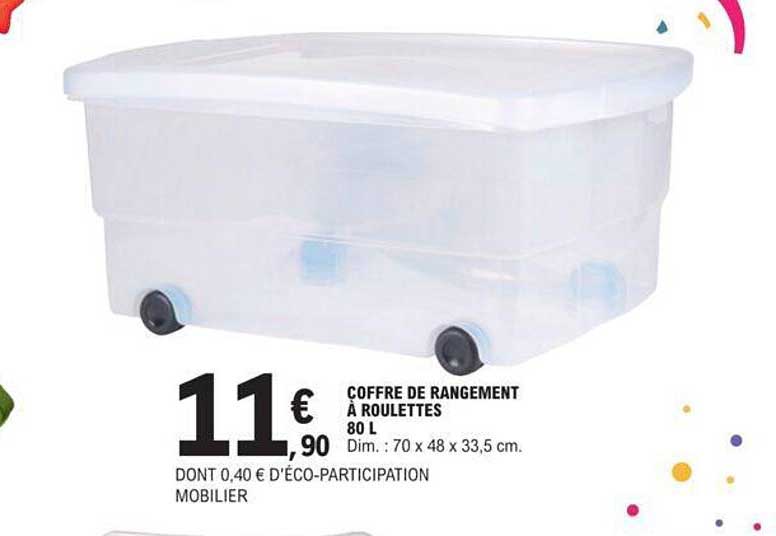Coffre De Rangement à Roulettes 80 L