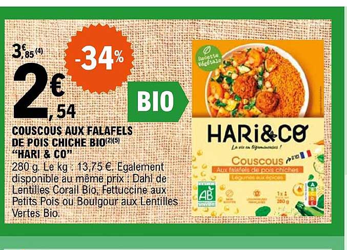 couscous aux falafels de pois chiche bio "hari & co"