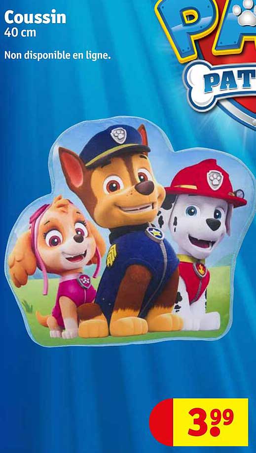 coussin 40 cm paw patrol
