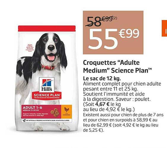 croquettes "adulte medium" science plan