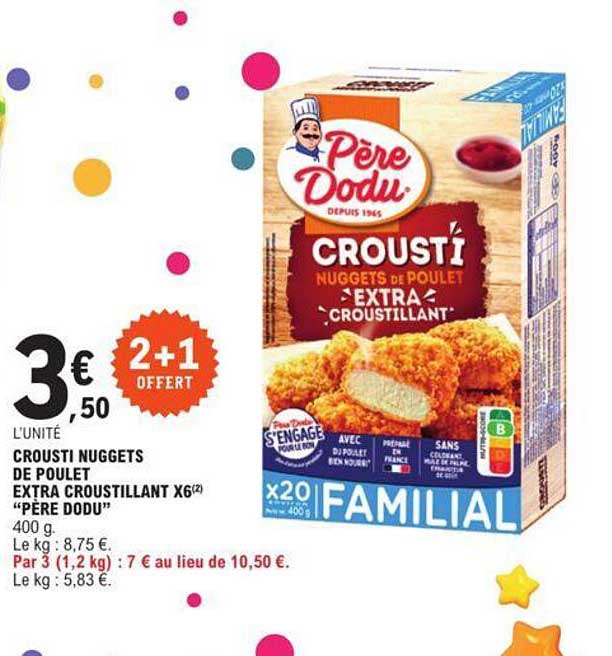 crousti nuggets de poulet extra croustillant x6 "père dodu"