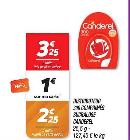Distributeur 300 Comprimés Sucralose Canderel