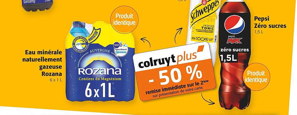 eau minérale naturellement gazeuse rozana, pepsi zéro sucres