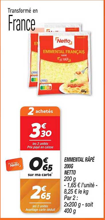 emmental râpé 200g netto