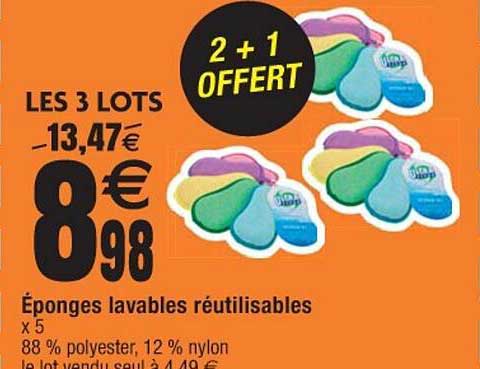 éponges Lavables Réutilisables 2+1 Offert