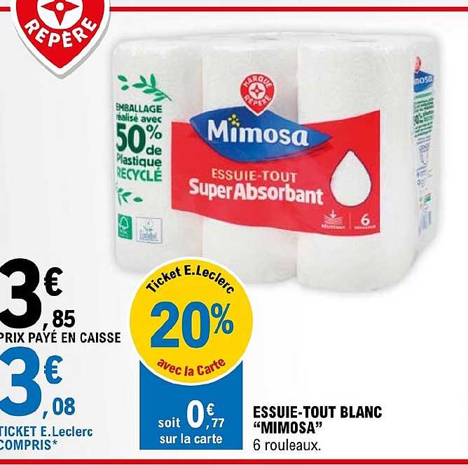 essuie-tout blanc "mimosa"