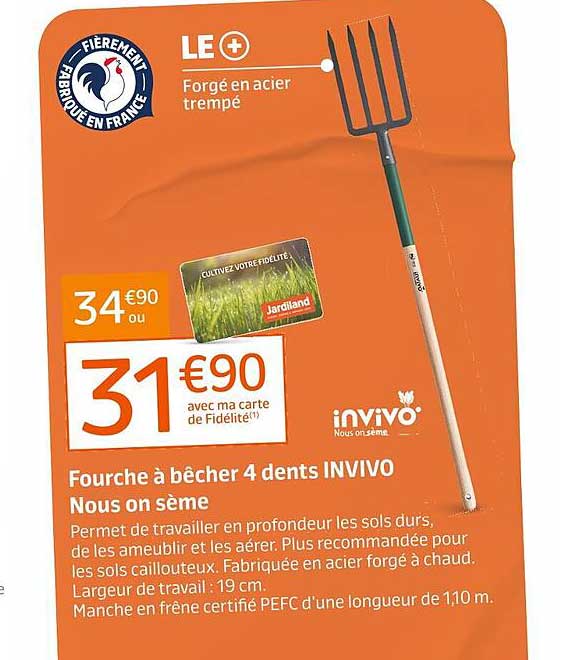 fourche à bêcher 4 dents invivo nous on sème