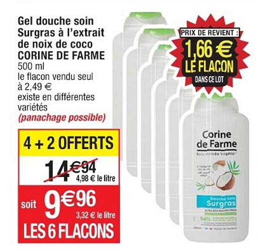 Gel Douche Soin Surgras à L'extrait De Noix De Coco Corine De Farme