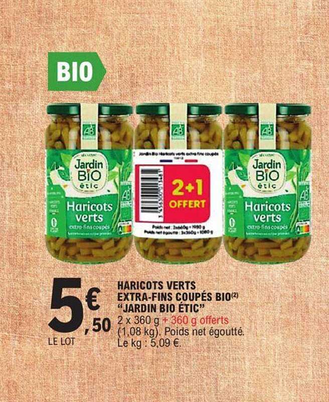 haricots verts extra-fins coupés bio "jardin bio étic"