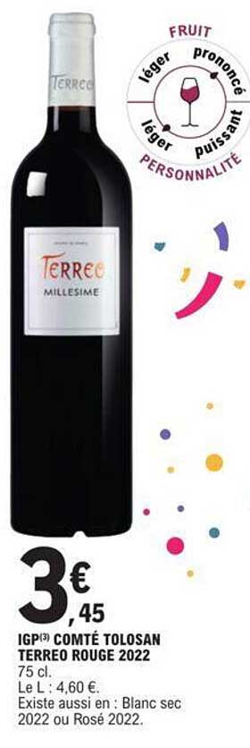 igp comté tolosan terreo rouge 2022