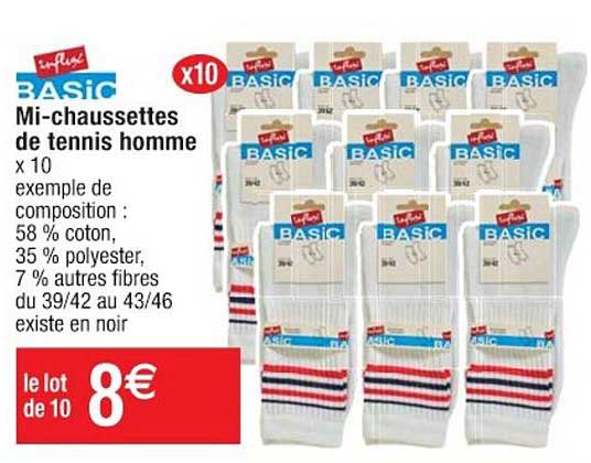 inflix basic mi-chaussettes de tennis homme