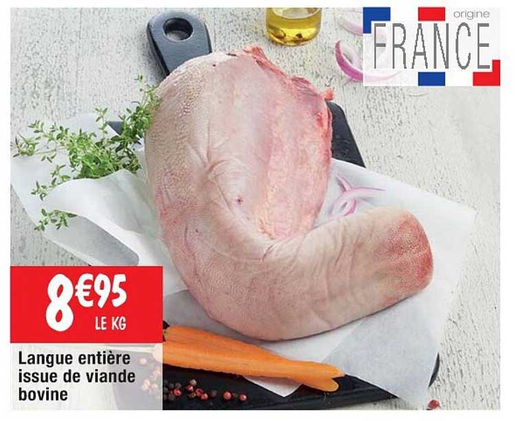 langue entière issue de viande bovine