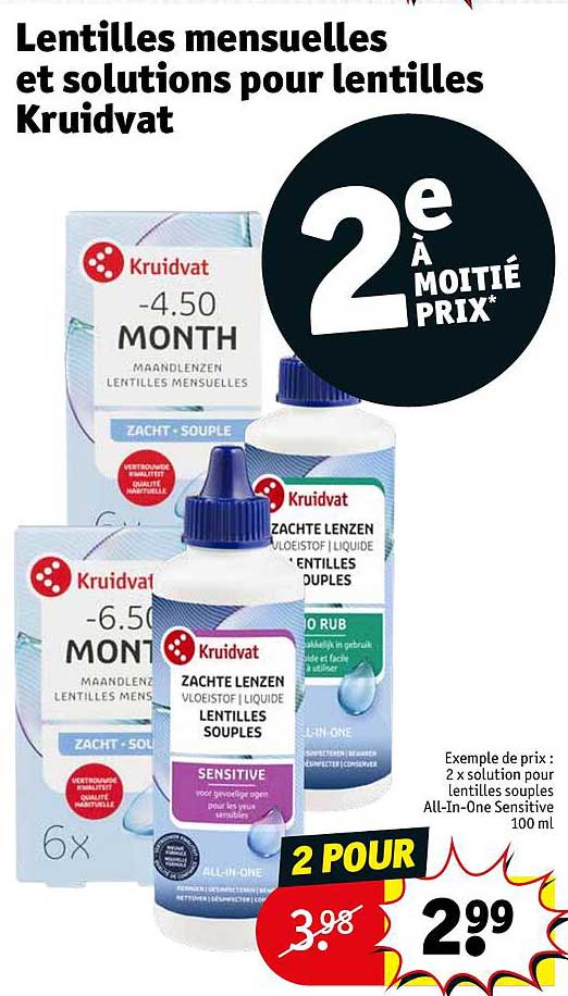 lentilles mensuelles et solutions pour lentilles kruidvat