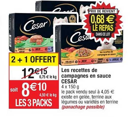 les recettes de campagnes en sauce cesar 2+1 offert