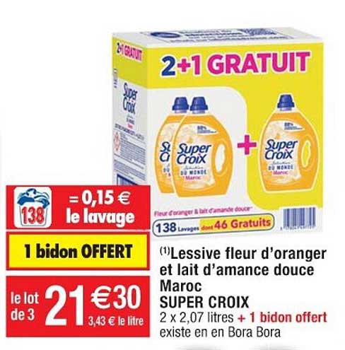 lessive fleur d'oranger et lait d'amance douce maroc super croix