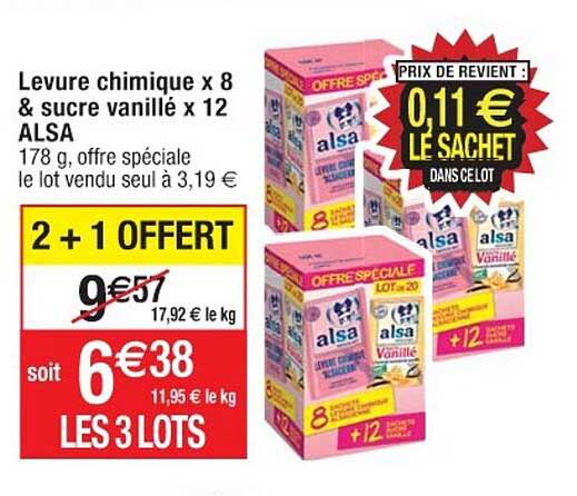 levure chimique x 8 & sucre vanillé x 12 alsa