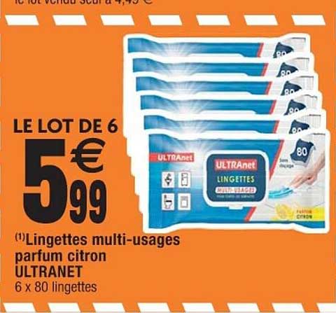 lingettes multi-usages parfum citron ultranet
