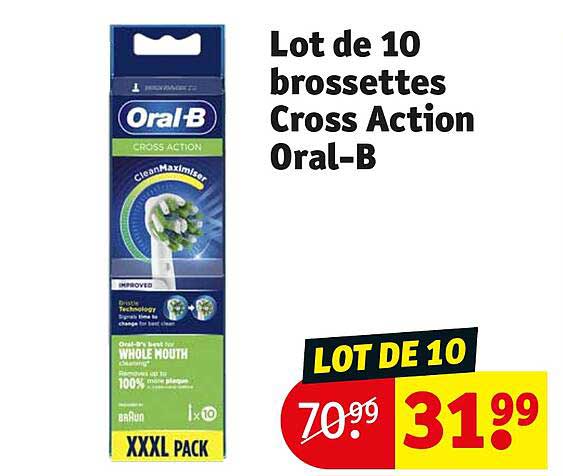 lot de 10 brossettes cross action oral-b