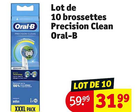 lot de 10 brossettes precision clean oral-b