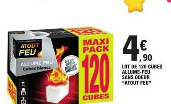 lot de 120 cubes allume-feu sans odeur "atout feu"
