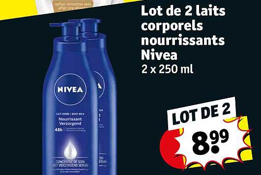 lot de 2 laits corporels nourrissants nivea