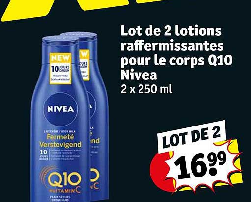 lot de 2 lotions raffermissantes pour le corps q10 nivea