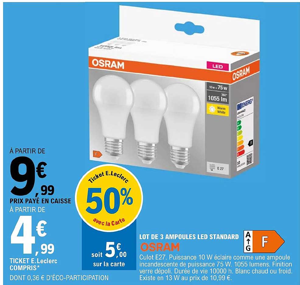 Lot De 3 Ampoules Led Standard Osram