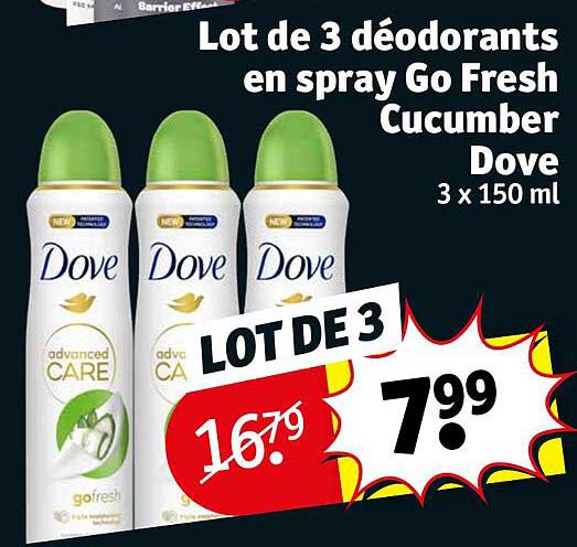 Lot De 3 Déodorants En Spray Go Fresh Cucumber Dove