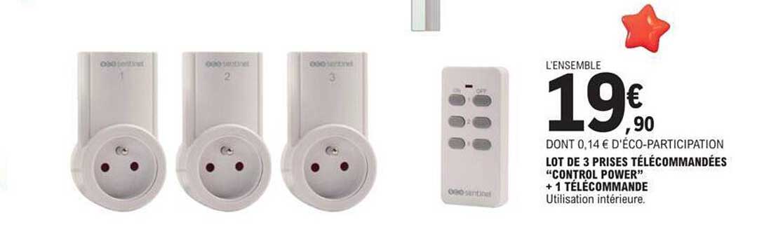 lot de 3 prises télécommandées "control power" + 1 télécommande