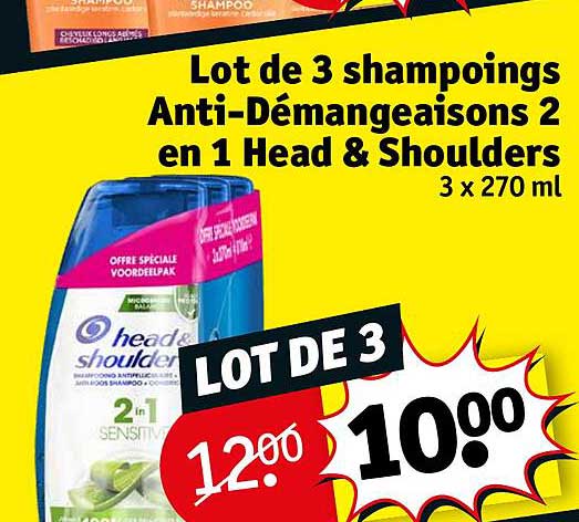 lot de 3 shampoings anti-démangeaison 2 en 1 head & shoulders