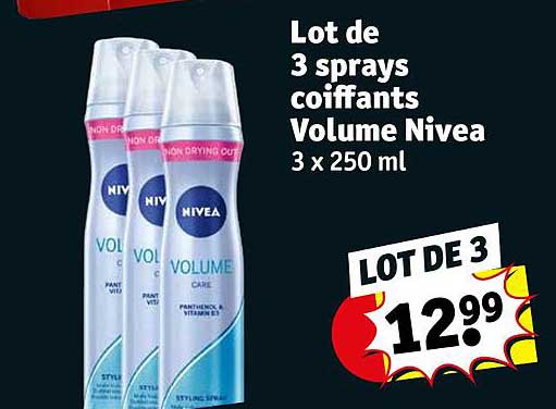 lot de 3 sprays coiffants volume nivea
