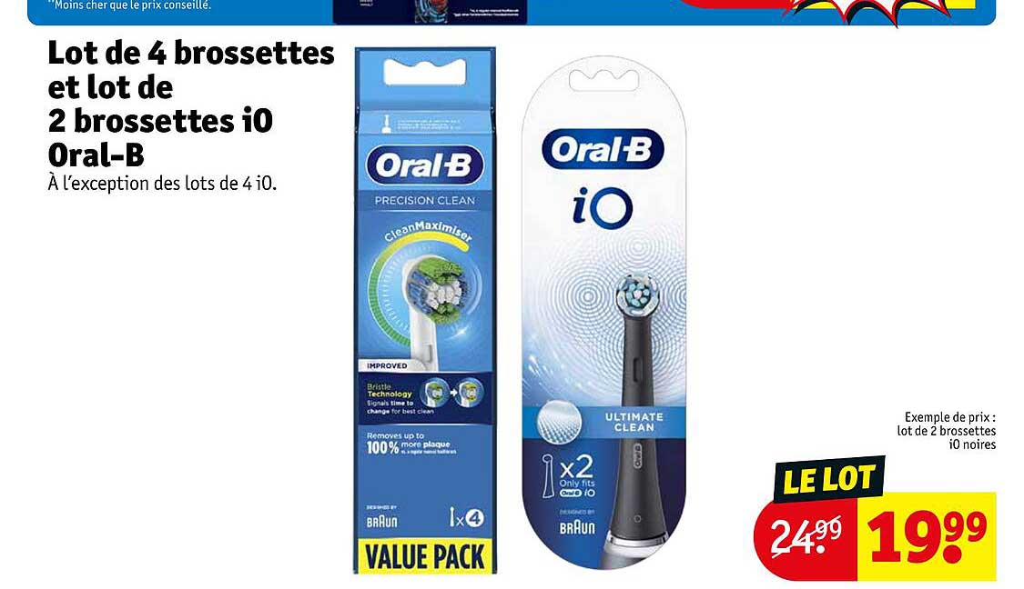 lot de 4 brossettes et lot de 2 brossettes io oral-b