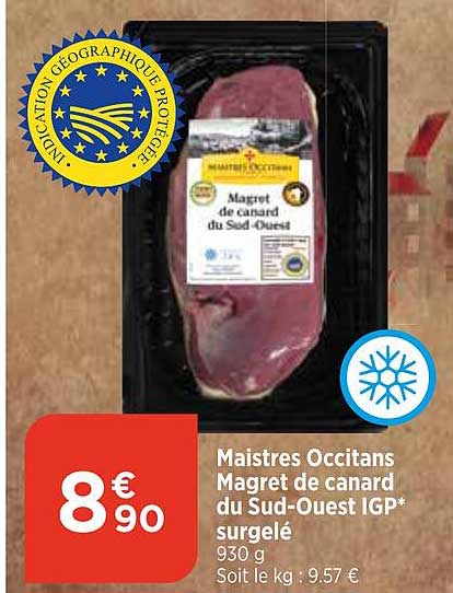 maistres occitans magret de canard du sud-quest igp surgelé