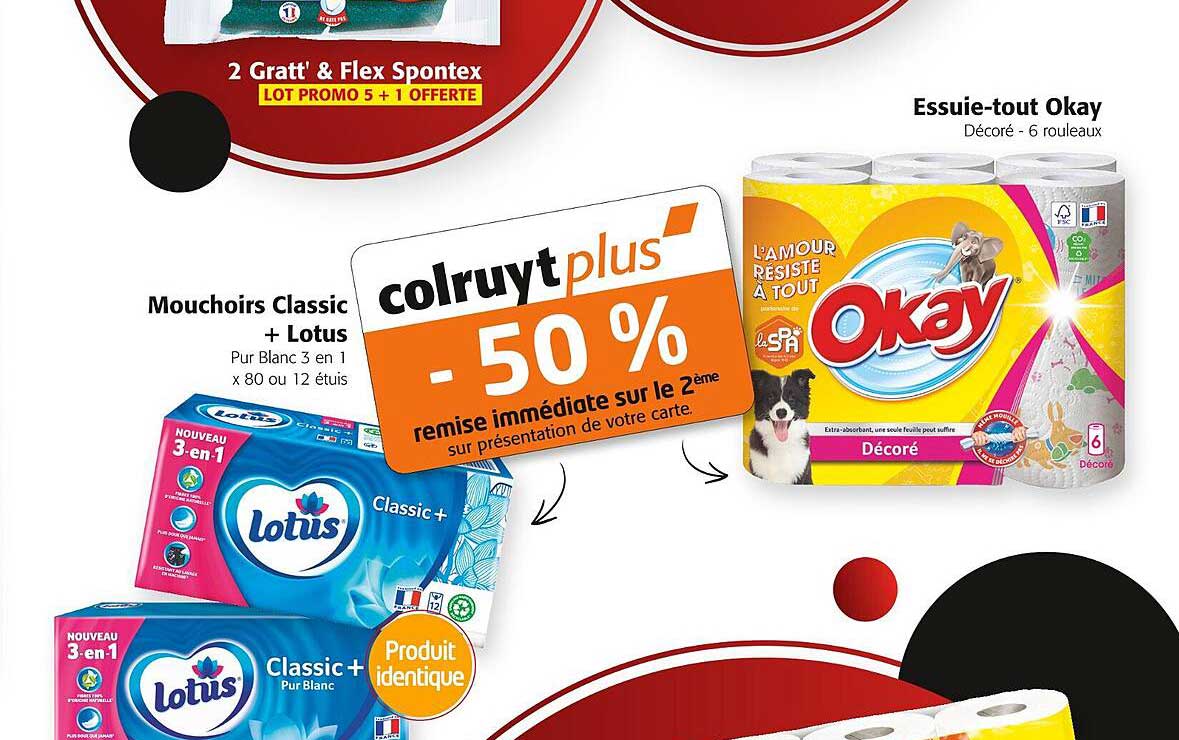 mouchoirs classic + lotus, essuie-tout okay