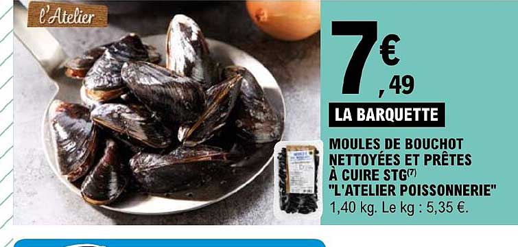 moules de bouchot nettoyées et prêtes à cuire stg "l'atelier poissonnerie"
