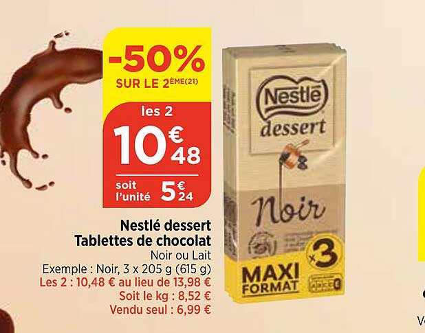 Nestlé Dessert Tablettes De Chocolat