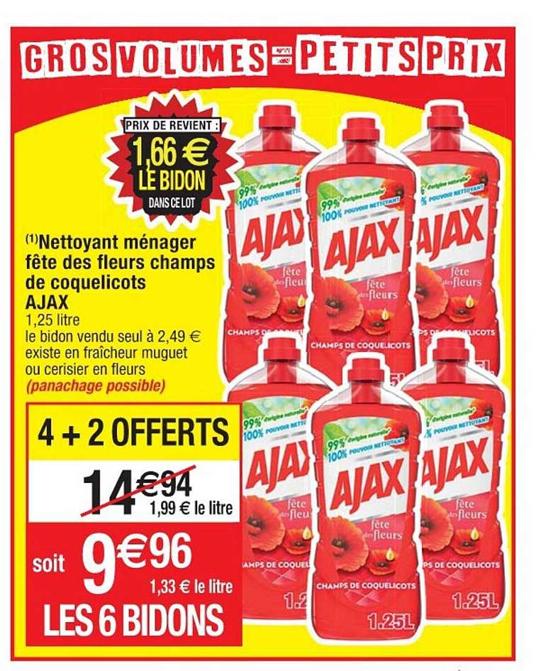 nettoyant ménager fête des fleurs champs de coquelicots ajax