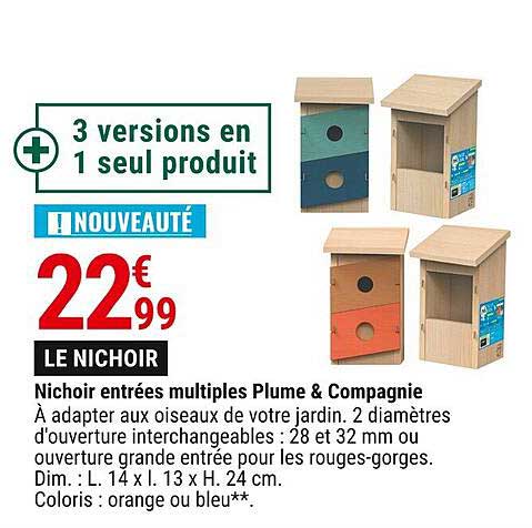 nichoir entrées multiples plume & compagnie