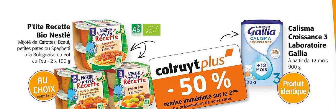 p'tite recette bio nestlé, calisma croissance 3 laboratoire gallia