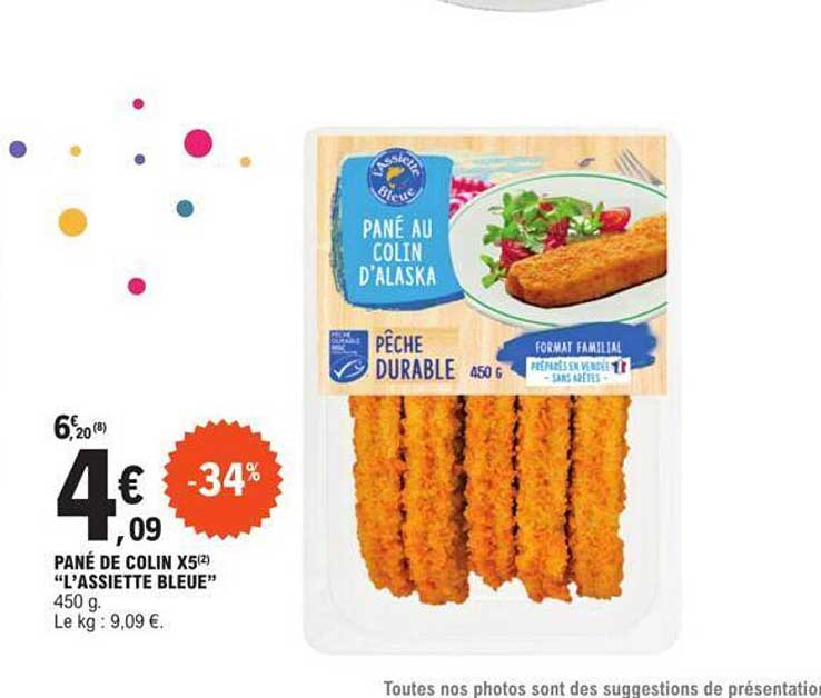 pané de colin x5 "l'assiette bleue"