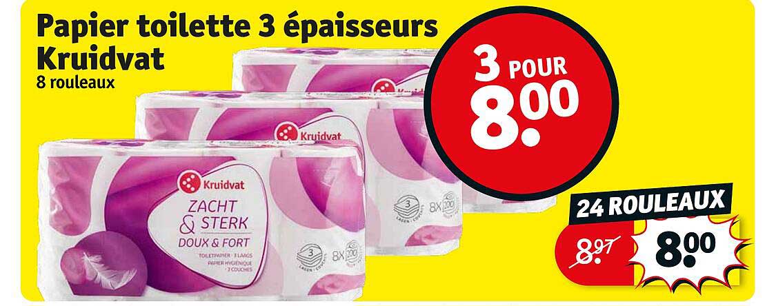 papier toilette 3 épaisseurs kruidvat