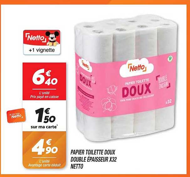 papier toilette doux double épaisseur x32 netto