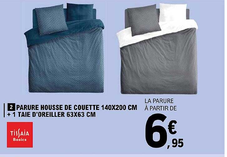 parure housse de couette 140 x 200 cm + 1 taie d'oreiller 63 x 63 cm