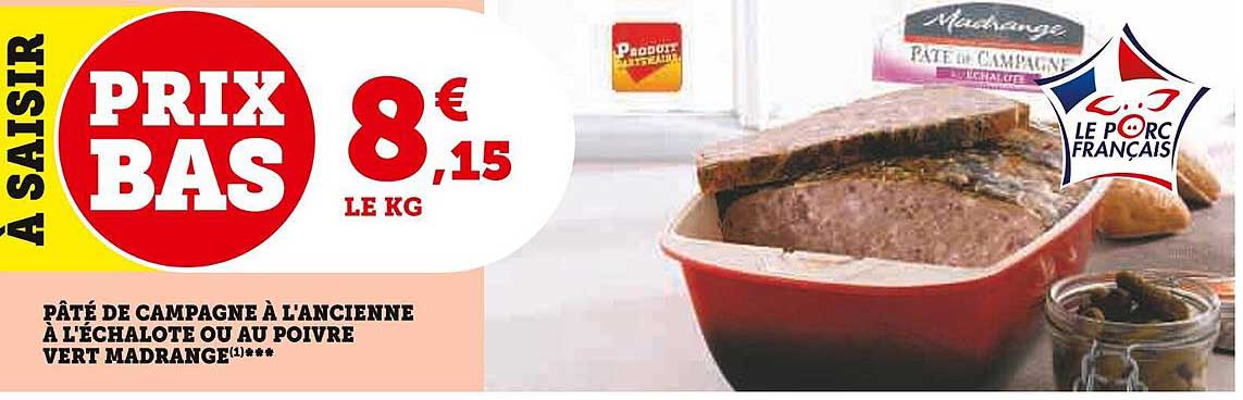 pâté de campagne à l'ancienne à l'échalote ou au poivre vert madrange